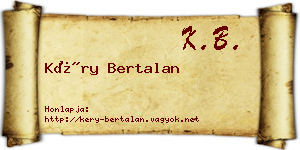 Kéry Bertalan névjegykártya